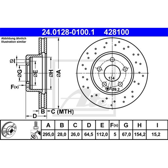 Tarcze ATE Original - 24.0128-0100.1