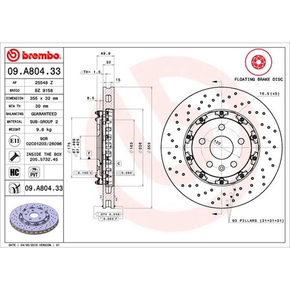 Tarcze Brembo - 09.A804.33