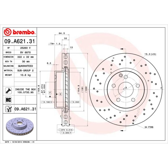 Tarcze Brembo - 09.A621.31