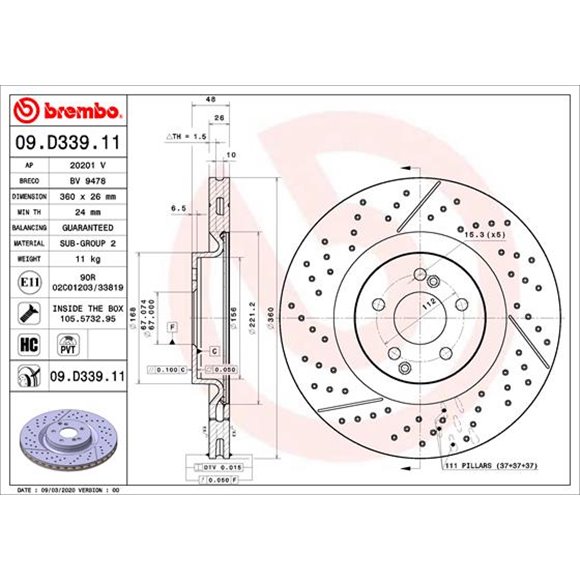 Tarcze Brembo - 09.D339.11