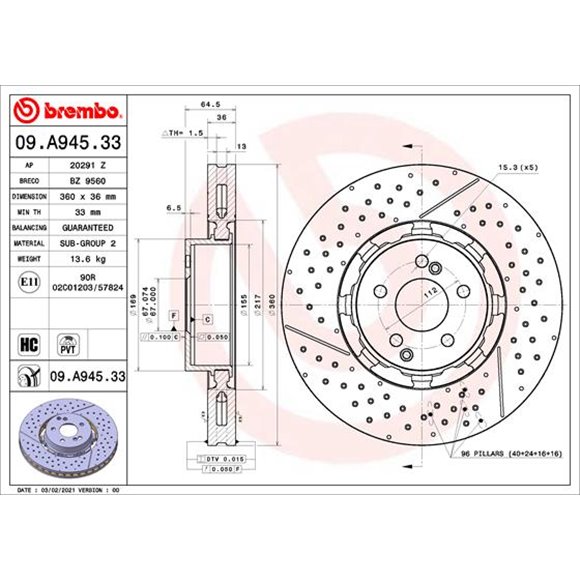 Tarcze Brembo - 09.A945.33