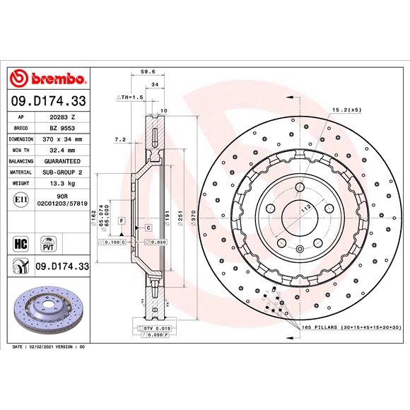 Tarcze Brembo - 09.D174.33