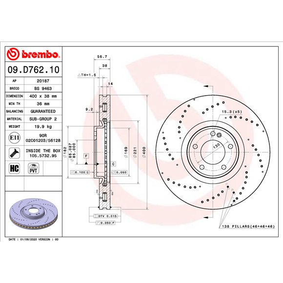 Tarcze Brembo - 09.D762.10