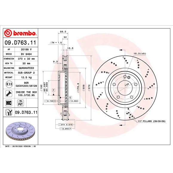 Tarcze Brembo - 09.D763.11