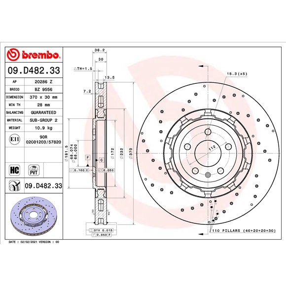Tarcze Brembo - 09.D482.33