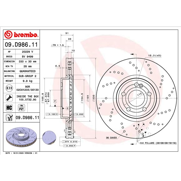 Tarcze Brembo - 09.D986.11