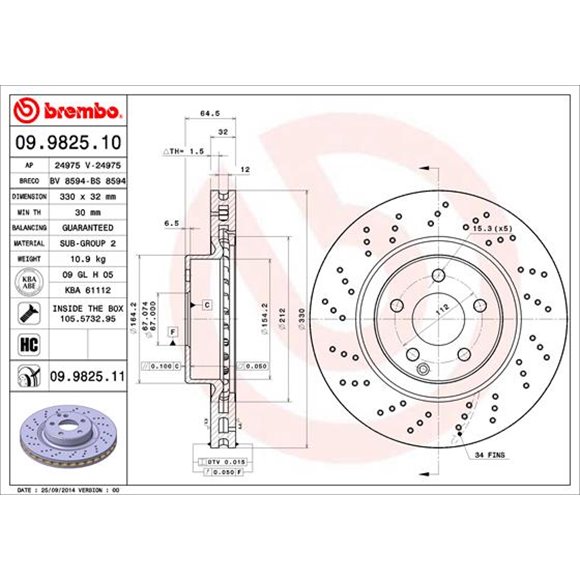 Tarcze Brembo - 09.9825.11